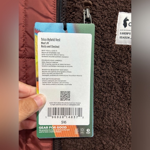 Cotopaxi Men's Medium Trico Hybrid Vest Rusty NWT Insulated Synthetic Quilted - Picture 7 of 7